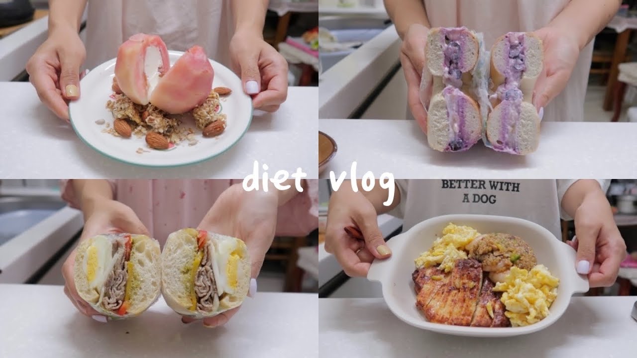 SUB) 빵순이의 건강하게🍞먹고,열심히 운동하는 다이어트식단 요리브이로그(모모그릭,새우갈릭볶음밥,순두부그라탕,치아바타샌드위치)|mukbang|간헐적단식|food vlog|건강식