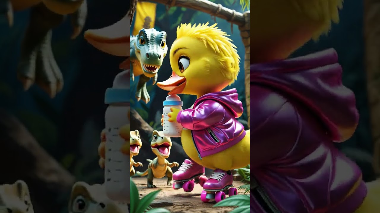 "Roller Duck Meets Baby Dinosaurs | Cute & Funny Adventure"