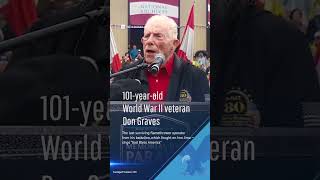 101-year-old WWII veteran Don Graves sings “God Bless America” at the National Memorial Day Parade