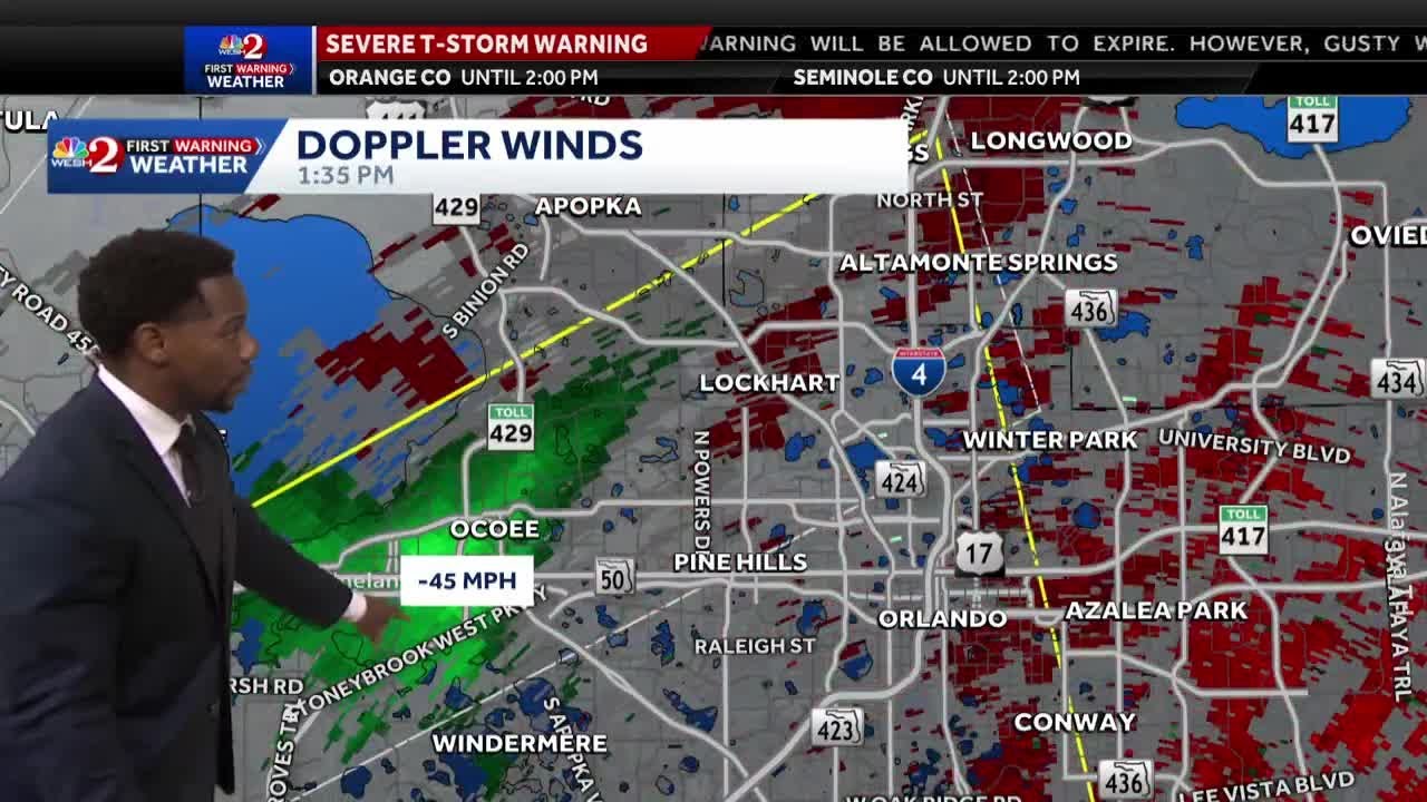 Severe thunderstorm warning issued for Orange, Seminole counties - YouTube