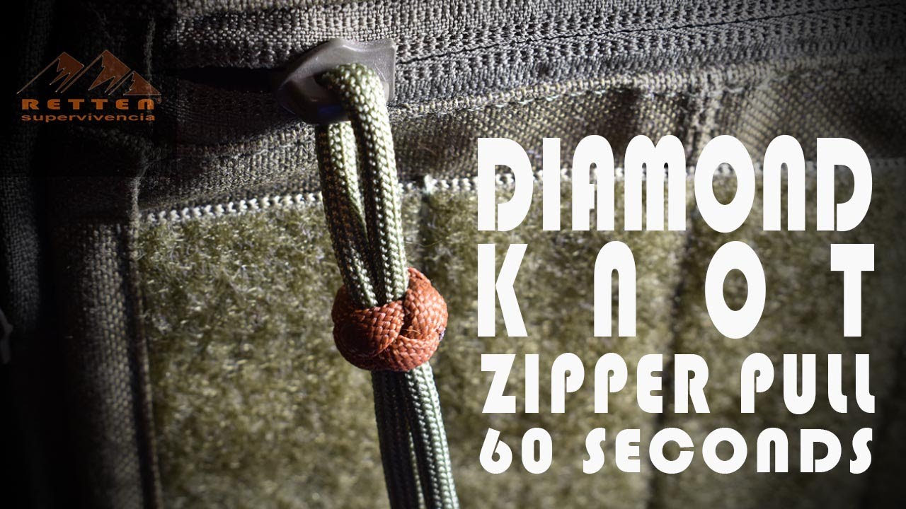 How to tie a paracord diamond knot in 60 seconds / knife and backpack