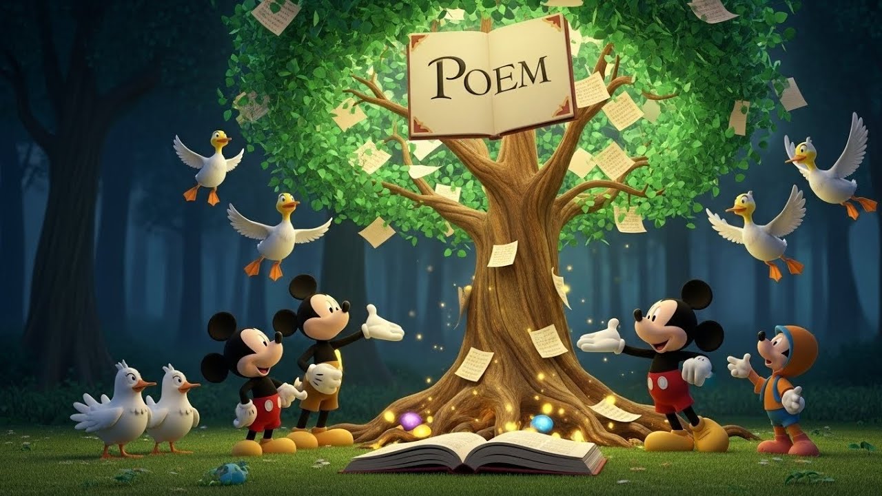 ✨ Mickey Mouse Writes a Magical Poem | Peaceful Countryside 3D Cartoon 🌅🖋️