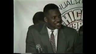 Michael Jordan (Age 24), Scottie Pippen (Age 22), Charles Oakley (Age 23) - 1988 All Star Game Press