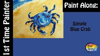Simple Blue crab: easy acrylic step by step painting for beginners