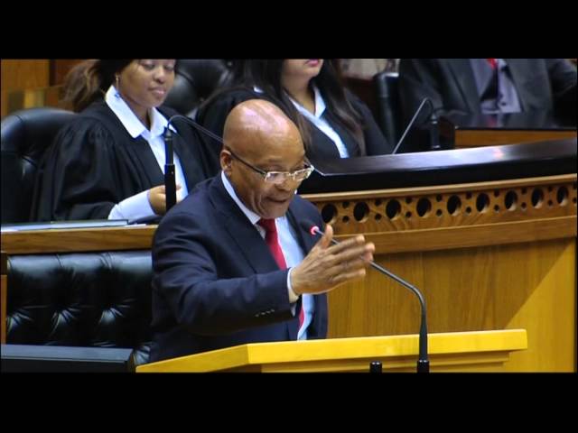 Former South African President Jacob Zuma jokes about Nkandla in Parliament.