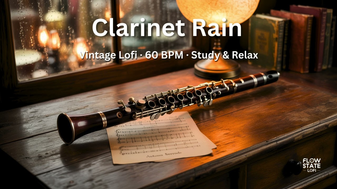 Clarinet Rain 🌧️ | Vintage Lofi Jazz · 60 BPM · Study & Relax Music