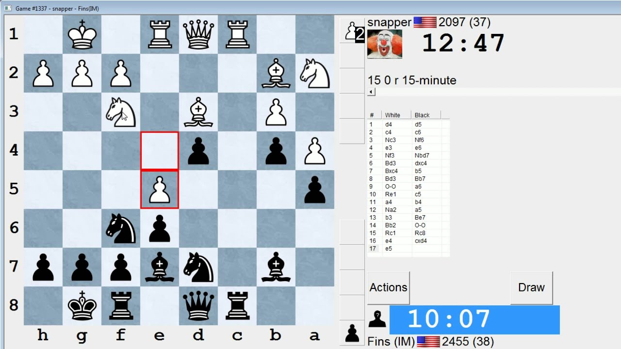 Standard Chess #187: snapper vs. IM Bartholomew (Semi-Slav Defense)