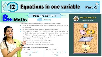 8th Maths | Practice Set 12.1 | Equations in one variable | Chapter 12 | Part 1