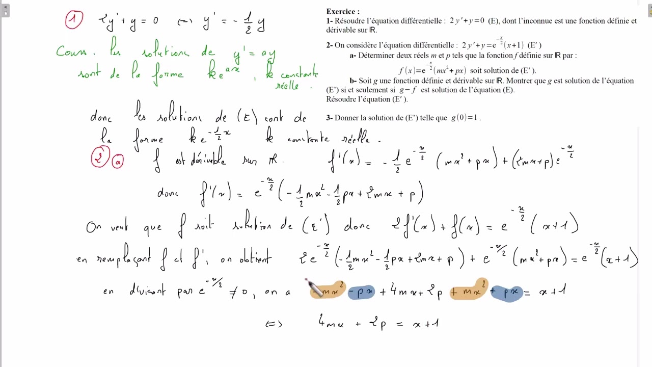 Equation différentielle : un exercice de résolution d'une équation différentielle.