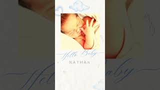 Baby Newborn Video Music Birth Announcement, Hello Baby Boy, Minimal Digital Blue #newbornbaby