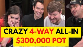 Big Poker Hand Mr. Beast, Alexandra Botez, Phil Hellmuth & Alan Keating. Everyone All-In.