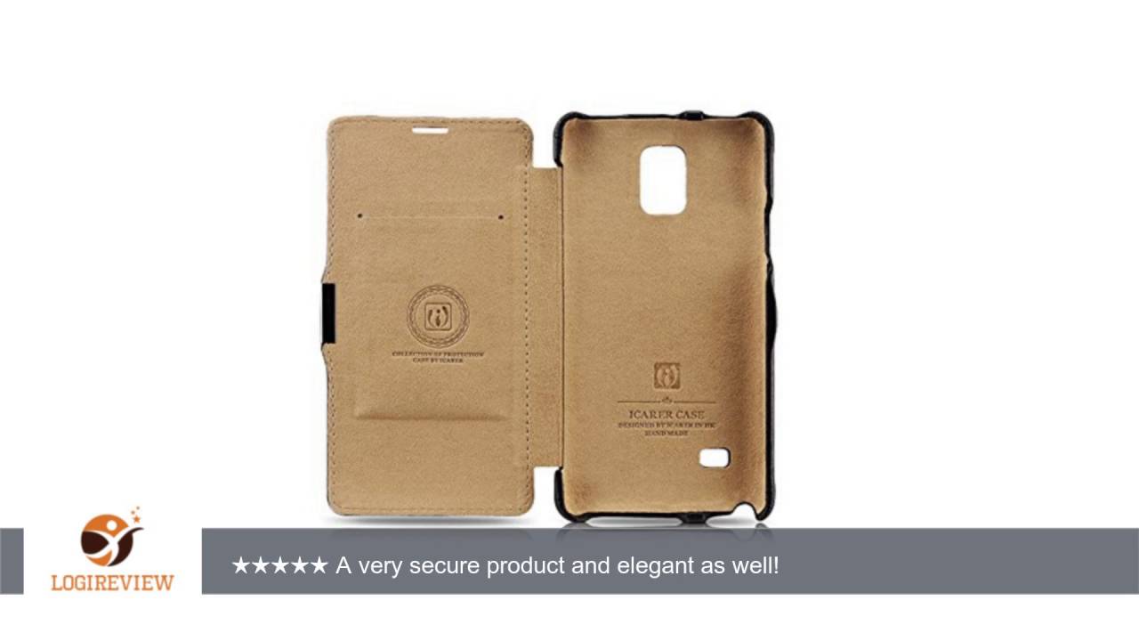 I-CARER Galaxy Note 4 Case,X-CASE [Luxury Series] [Genuine Leather] Flip Cover Folio Case [Simple
