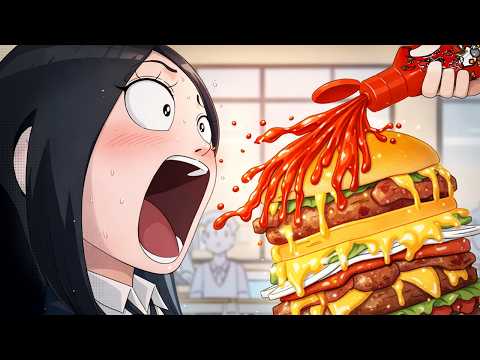 학교에서 초대왕 햄버거 먹방