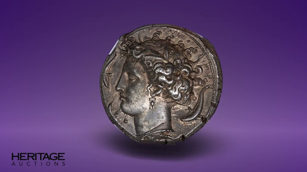 Ancients: SICILY. Syracuse. Dionysius I (405-370 BC). AR decadrachm | Lot  #31005 | Heritage Auctions, image size:1280x720