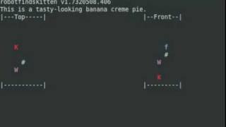 Third dimension in an ASCII-based robot finds kitten