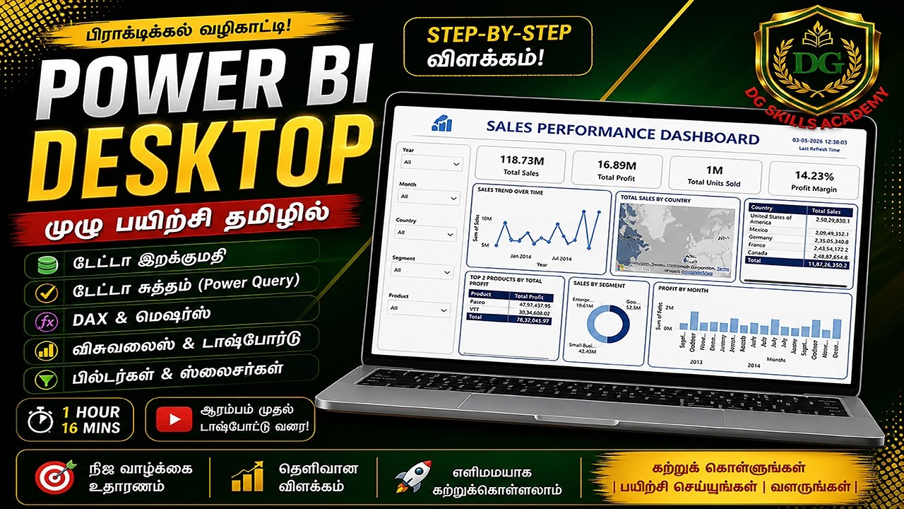 Tutorialthamail Code Step By Step Power BI Desktop Tutorial Tamil | Step-by-Step Dashboard Creation | DG ...