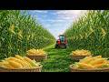 Modern Industrial Corn Cultivation Process | From Sowing Seeds to Harvesting Corn Kernels
