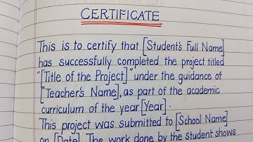How to write Certificate page for  Project file|School Project|Certificate for School Project