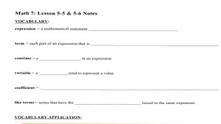 Math 7: 5-5 to 5-6 Day 1 & 2 Notes