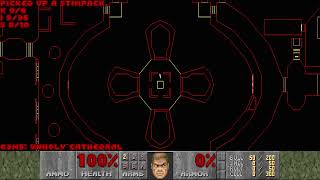 Doom level E3M5, Unholy Cathedral: Open courtyard boxes - Automap view