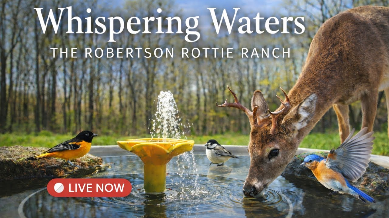 Rotti Ranch LIVE: Whispering Waters | Blue Ridge Bird Bath & Deer Watering Hole ...