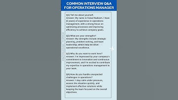 Most Common Operations Manager Job Interview Questions and Answers