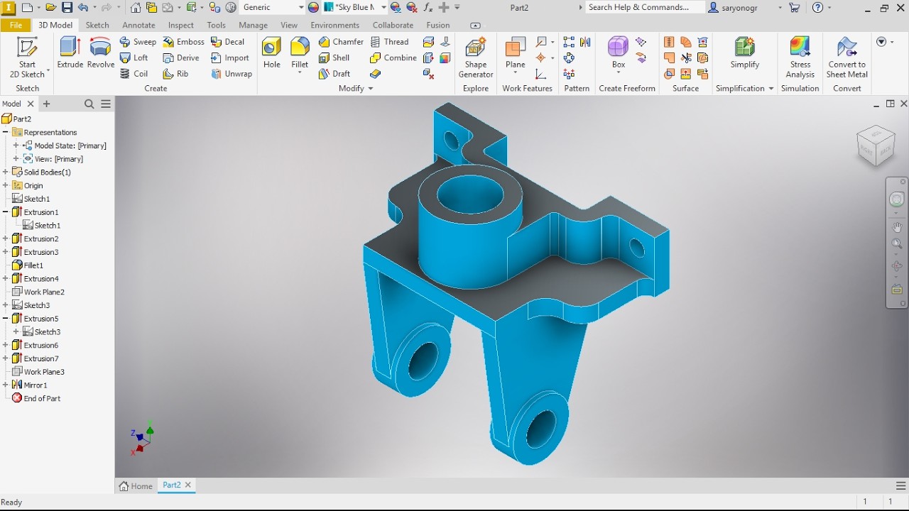 Bevel Gear Support , Part 3D Autodesk Inventor 2026 #inventor2026 # ...