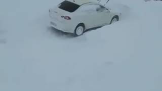 Kazakistan Astana Karaganda Yolu Kar 2 Metre Resimi