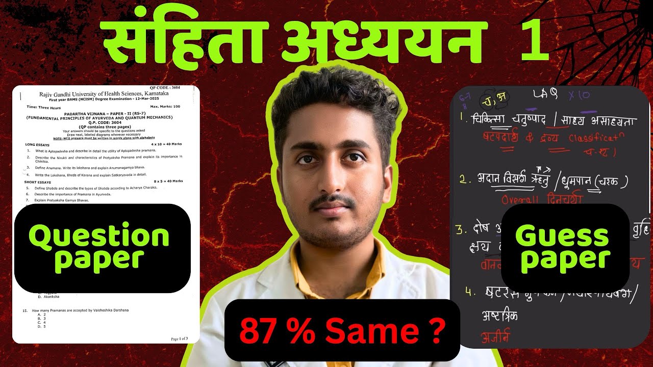 Samhita Guess Paper & Question Paper Comparison | Padarth Vigyan 1 Guess Paper 