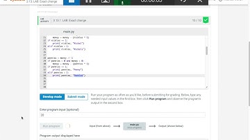 zyBooks lab 3.13 "Exact Change"