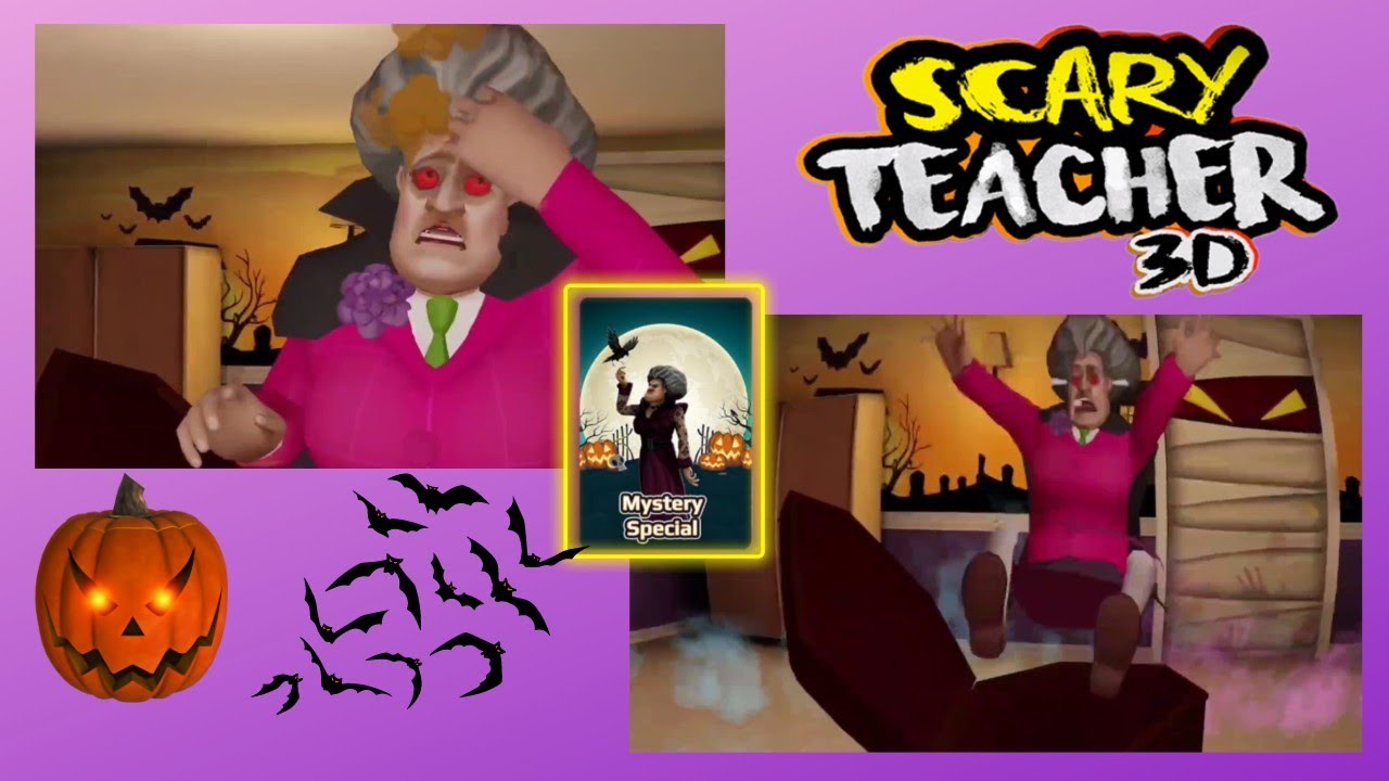 VERSÃO NOVA VS VERSÃO ANTIGA DE HALLOWEEN DO JOGO DA PROFESSORA MALVADA! (Scary  Teacher 3D) 