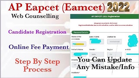 Ap Eamcet (Eapcet) 2022 Candidate Registration & Online Fee Payment step by step process