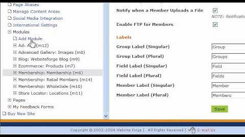 Add Pages To Members Area Button - Websiteforge Ecommerce Website