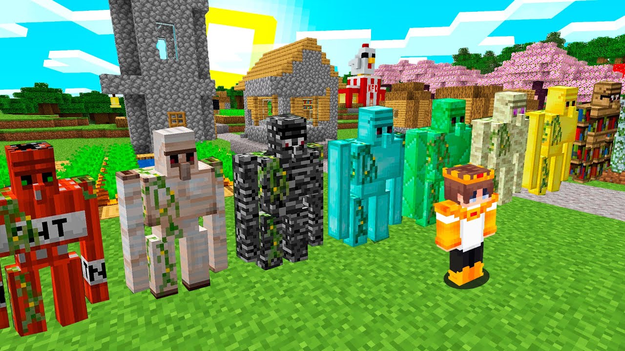 МЕН 100 ЖАҢА ГОЛЕМ ЖАСАП АУЫЛДЫ ҚОРҒАДЫМ?! қазақша  майнкрафт казакша айсеи