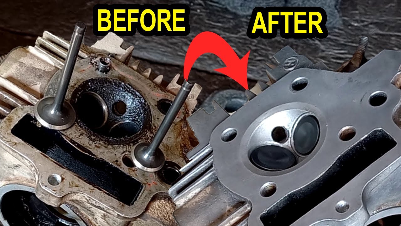 Very Dirty Cylinder Head Valve Seat Cutting Restoration of Honda 70cc Cylinder Head YouTube