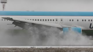 «Узбек» Мощный реверс на скользкой ВПП. Боинг 767-300 @Russpotter