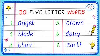 30 Five Letter Words Five Letter Words 30 Write Five Letter Words Updated