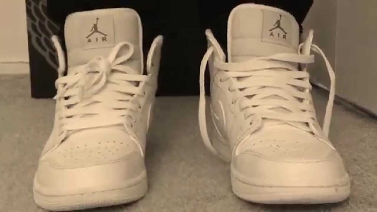 Air Jordan 1 mid White on White on feet! - YouTube