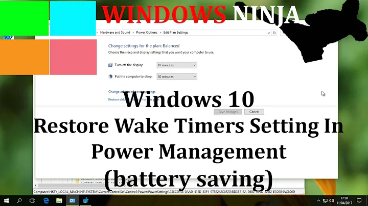 Windows 10 Disable & Enable Wake Timers in Power Management (battery saving)