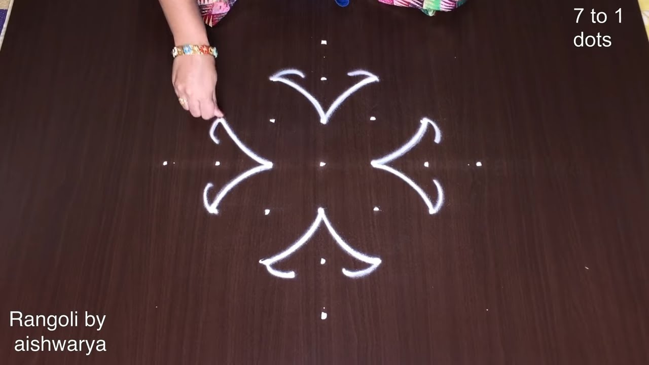 Simple Rangoli With 7by1 Dots