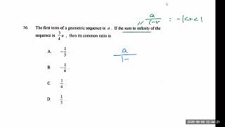 HKCEE 1997 Paper 2 Q36 Sum to inf