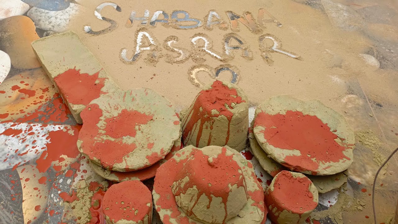 Asmr.Green clay mud with red paste pouring Happy anniversary Shabana Asrar🌹🌹🌹@awaisansariansari1699