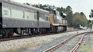 (SUPER RARE) CSX 1853 New York Central Heritage Unit Leads OCS Train LONG HOOD FORWARD! Aberdeen, NC