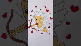 The little Cupid surrounded by hearts
