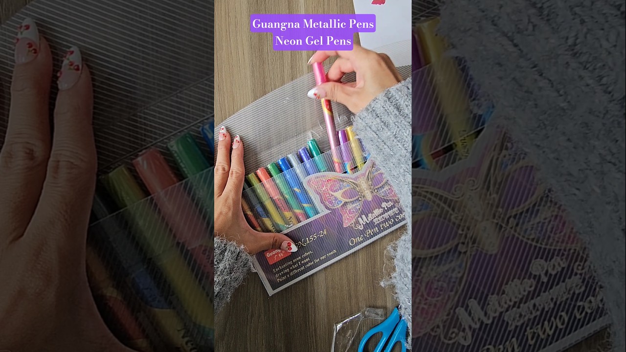 Guangna Metallic Pen - 24 Neon Gel Pens unboxing. 