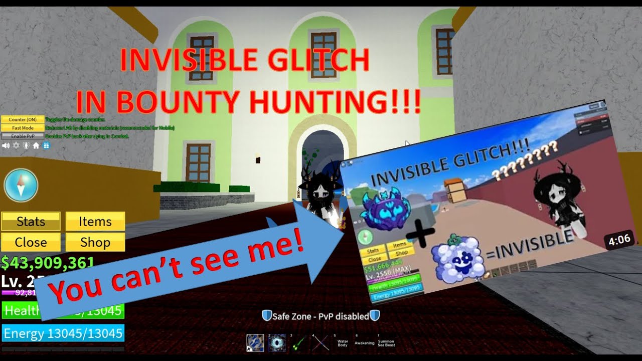 Using The OP INVISIBLE GLITCH In PVP Blox Fruits Bounty Hunt YouTube
