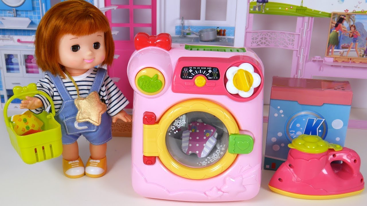 Baby Doll's Washing Machine Laundry Tshirt Skirt Iron Toy Soda YouTube