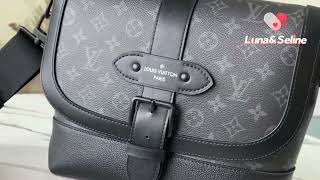 LouiissVuitton Monogram Eclipse Saumur Messenger  men's shoulder bag Black screenshot 5