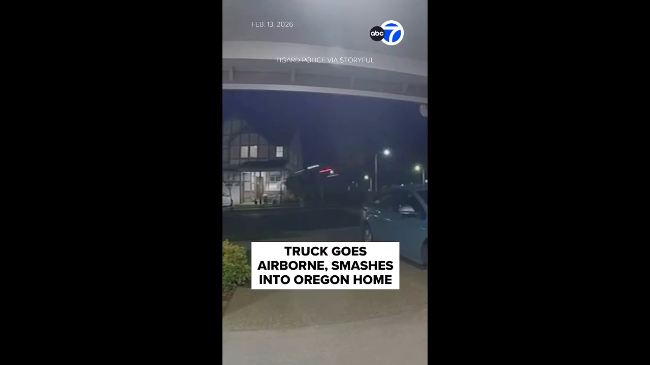 Truck goes airborne, smashes into Oregon home