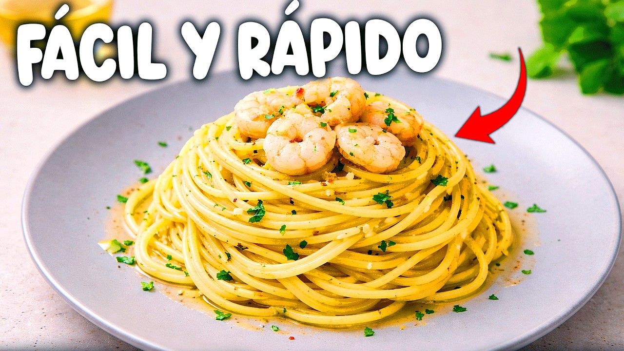 🍝 ESPAGUETIS con GAMBAS: Receta rápida con POCOS INGREDIENTES 🔥